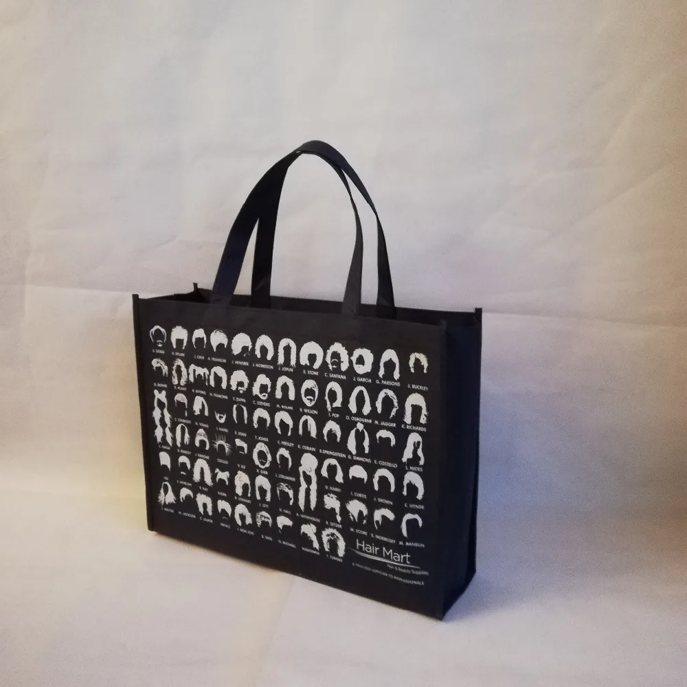 

Wholesales 500pcs/lot Tote Bags Custom Logo Bags Non Woven Bags Shopping Black Custom Printed Reusable Eco Bags Shoes Packaging