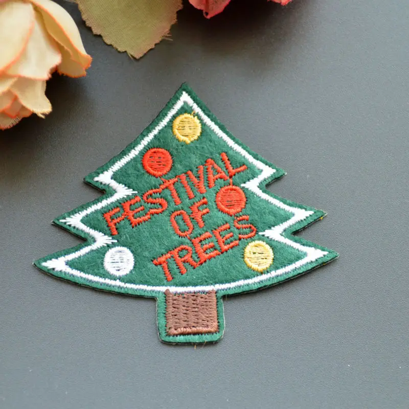 christmas tree Applique Embroidery patch Iron On Patches carton patch