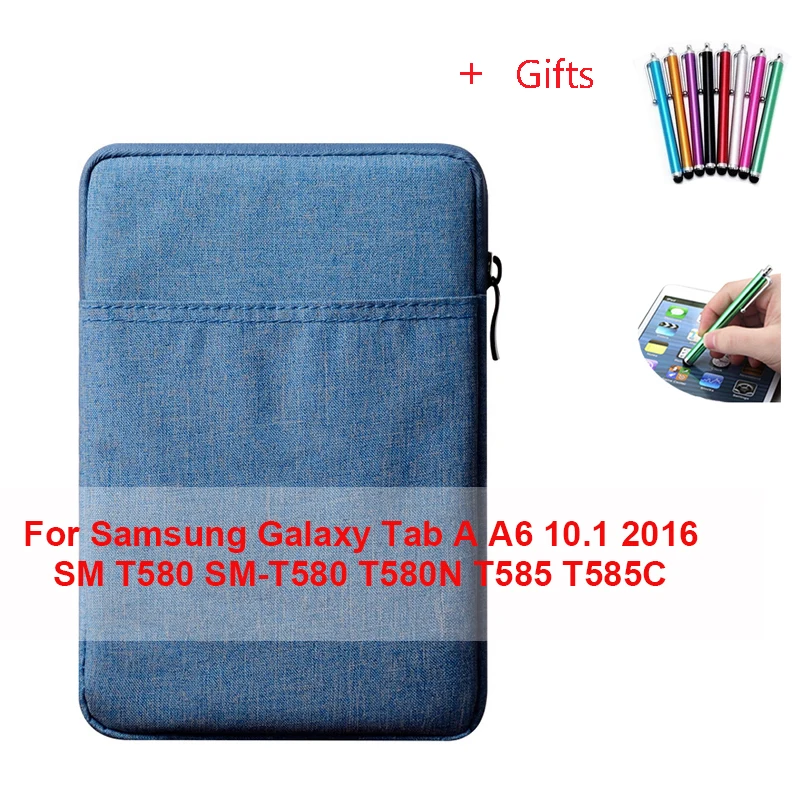 Чехол для планшета с рукавом для Samsung Galaxy Tab A A6 10,1 S 10,5 SM T580 SM-T580 T585C SM T800 T805 чехол из закаленного стекла+ ручка - Цвет: For Samsung T580