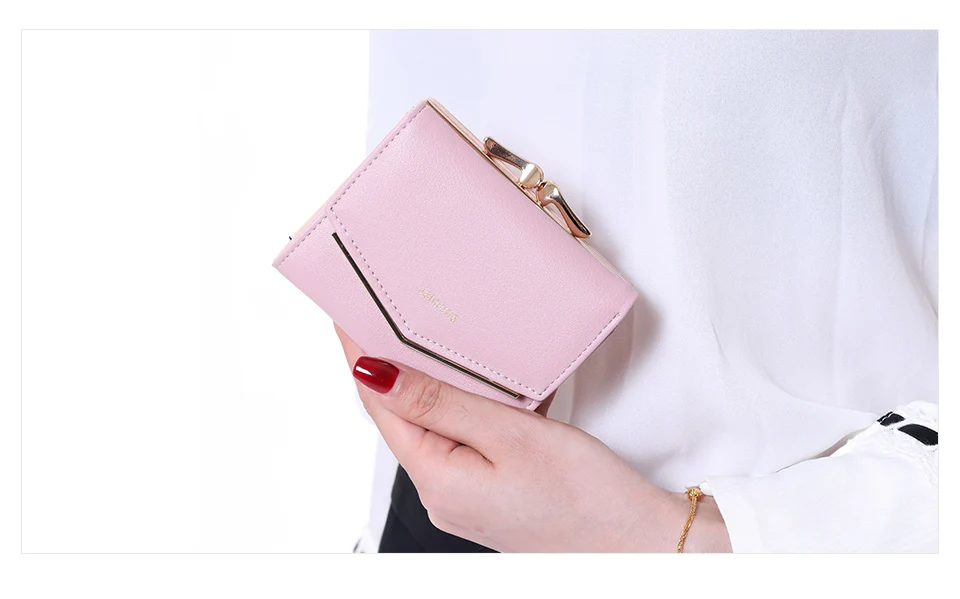 Jamarna Wallet Female PU Leather Women Wallets Hasp Coin Purse Wallet Female Vintage Fashion Women Wallet Small Card Holder Red 3