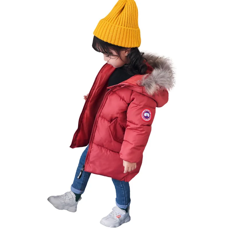 

Winter children's fur collar cotton clothes 2019 new girls middle and small children down cotton thick warm cotton jacket hooded