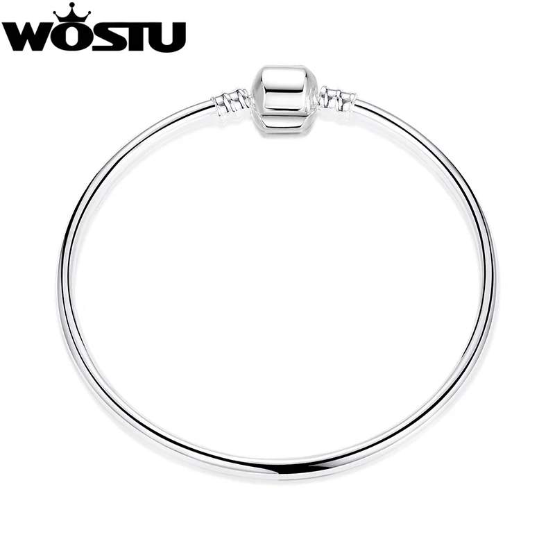 

2019 Hot Sale Silver Plated Love Snake Chain Original Bangle Charm Bead Jewelry Gift For Men Women