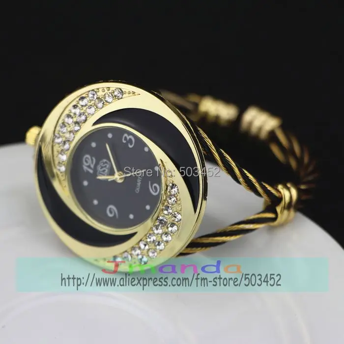 100 шт/лот Cussi Брендовые женские наручные часы, окрашенные кристаллами часы, маленькие часы, женские часы, браслет, кварцевые часы, наручные часы для женщин