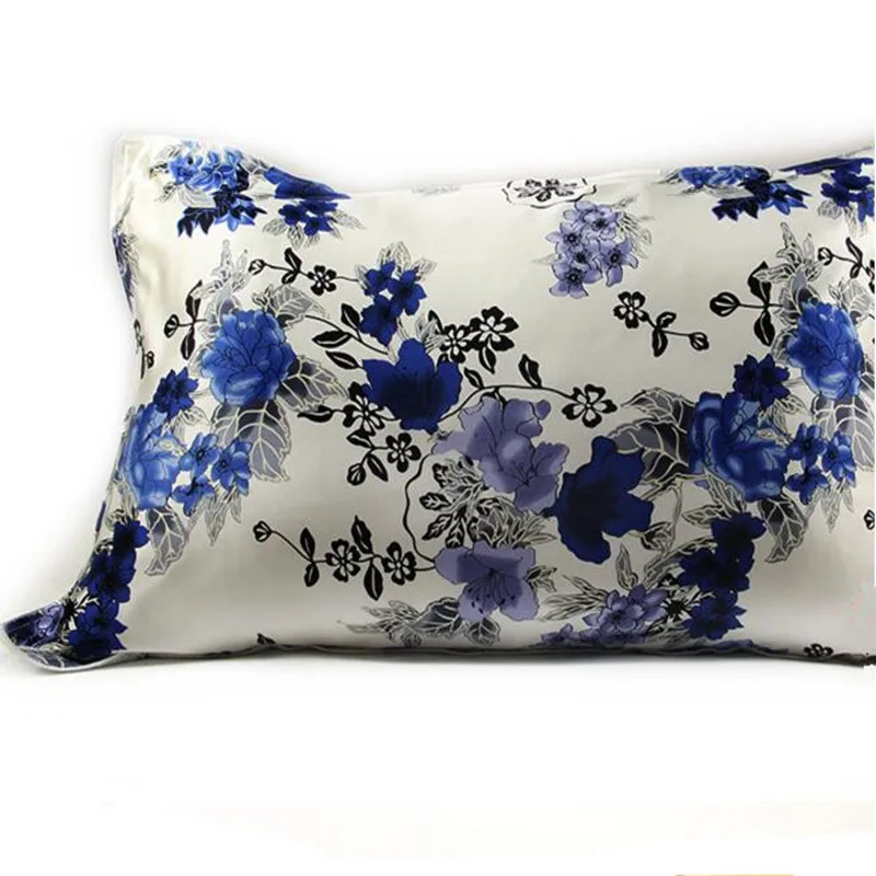 

1PC One-sided 100% Chinese Mulberry Silk Pillowcase Smooth Soft Solid Floral Printed Pillow Case Adult 48x74cm