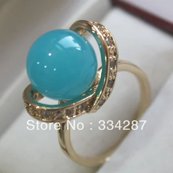 

Beautiful Blue Plated 12MM Beads Women's Gift Fashion Jewelry Ring