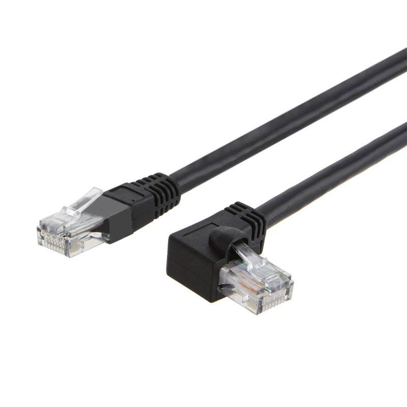 CAT6 Ethernet патч кабель с 50U позолоченным контактом 3 фута левый угловой черный| |