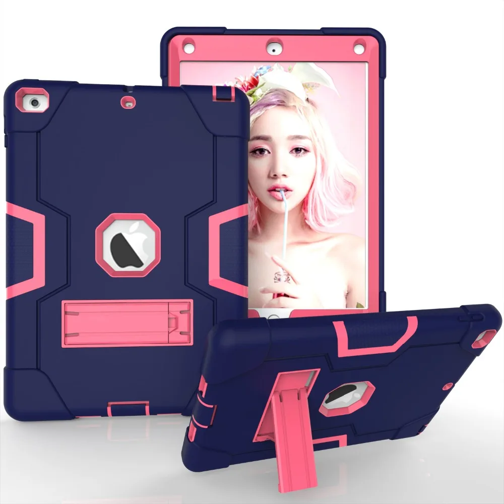 

Case For New Ipad 9.7 2017 Cover High Impact Resistant Hybrid Three Layer Heavy Duty Armor Defender Full Body Protector+PC