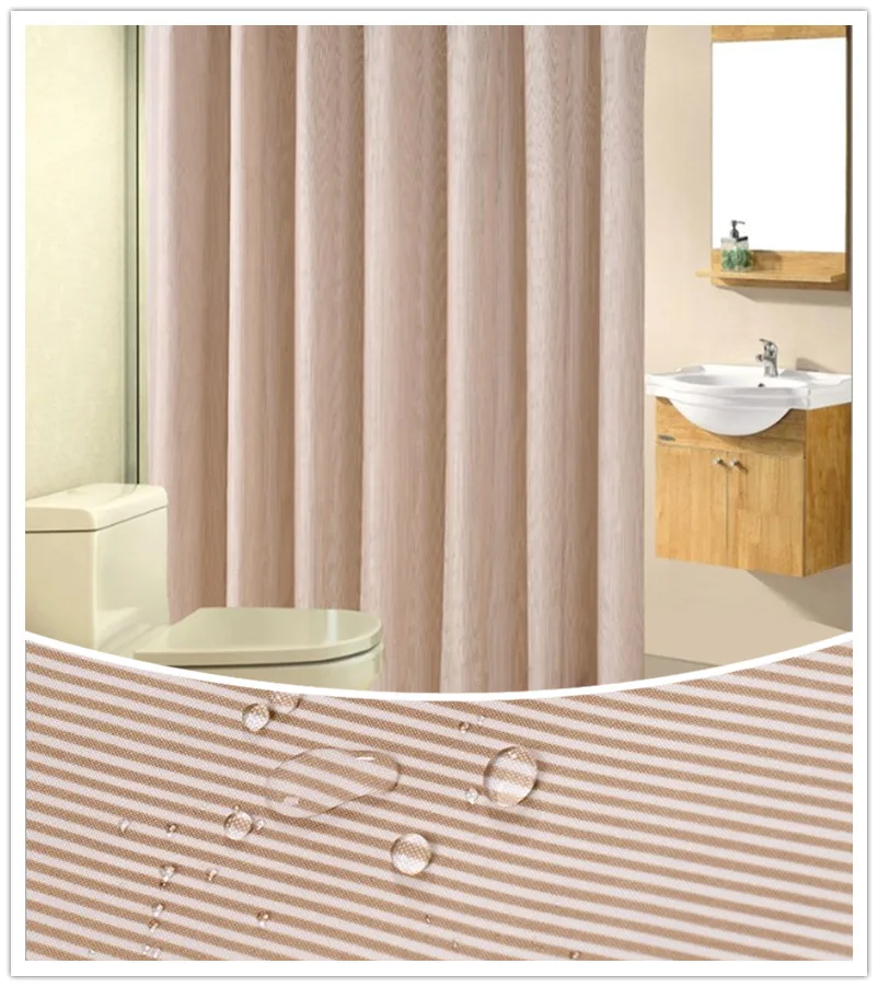 JUYANG. Bathroom waterproof shower curtain. Beige pinstripe shower curtain. High-quality thickening shower curtain