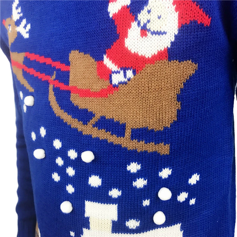 Забавный вязаный светильник Уродливый Рождественский свитер для мужчин и женщин Kawaii Дамский вязаный пуловер с помпонами Санта-Клауса джемпер размера плюс