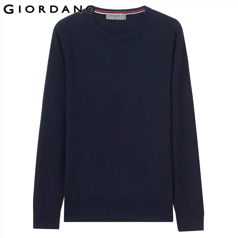 Giordano мужской пуловер с круглым воротом и длинными рукавами из натурального хлопка, имеется несколько разных вариантов данной модели - Цвет: 66Blue
