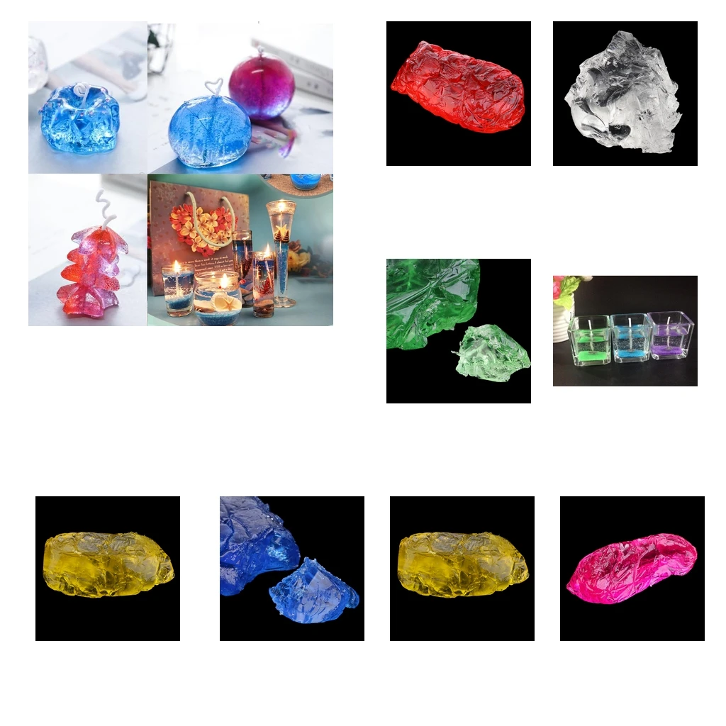 500g/200g Jelly Wax Candles Handmade DIY Material Crystal Gel Candle Birthdays Party Wedding Candle Making Supplies 6 Colors