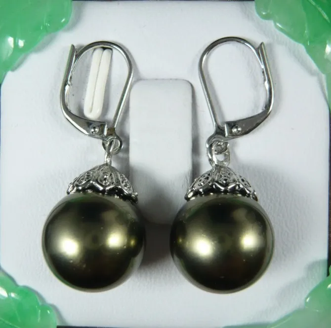 

Free shipping@@ Gift - natural sallei nanyang pearl olive 10mm silver shell bead drop earring laciness cap 6.10