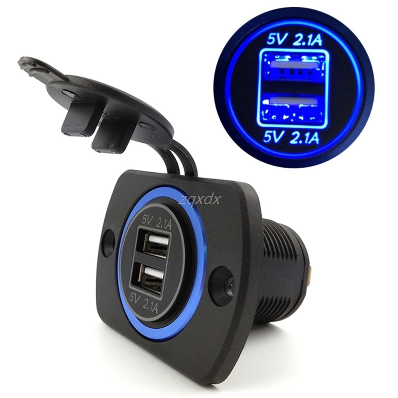 

DIY 12V 24V Dual USB Car Charger Power Panel 5V 2.1A for phone Car Boat Marine JUL02 Drop ship