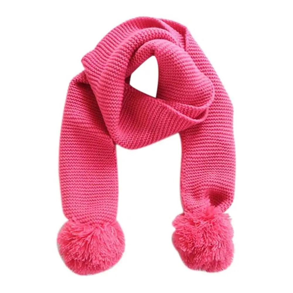 

New Double Ball Scarf Children Winter Baby Neck Warm Scarves Boy Girl Knitted Scarf Collar For 2-6 Years Baby