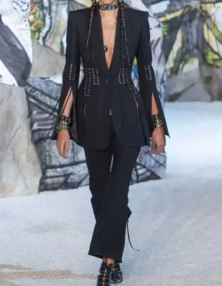 New Style Fashion Cool Sexy Women Blazer The corns are tethered with a fork Deep V-neck celebrity body con Blazers wholesale