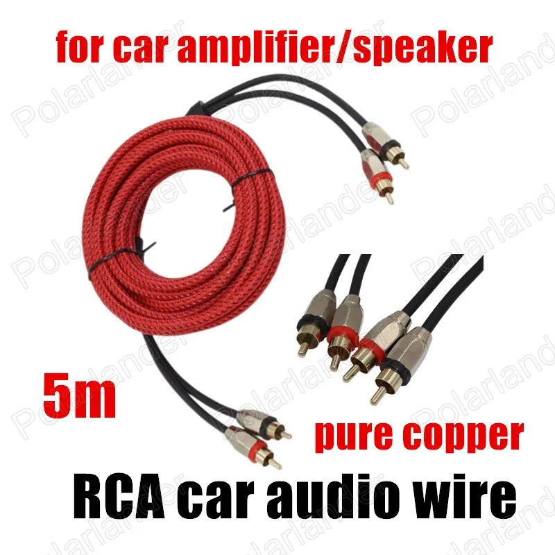 Car Audio Wire red RCA to RCA pure copper 1 pc 5 meters Amplifier