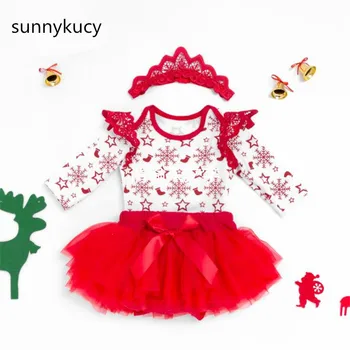 

sunnykucy New Christmas baby deer Lin long-sleeved children's wear, red four-piece suit European and American suit 2018
