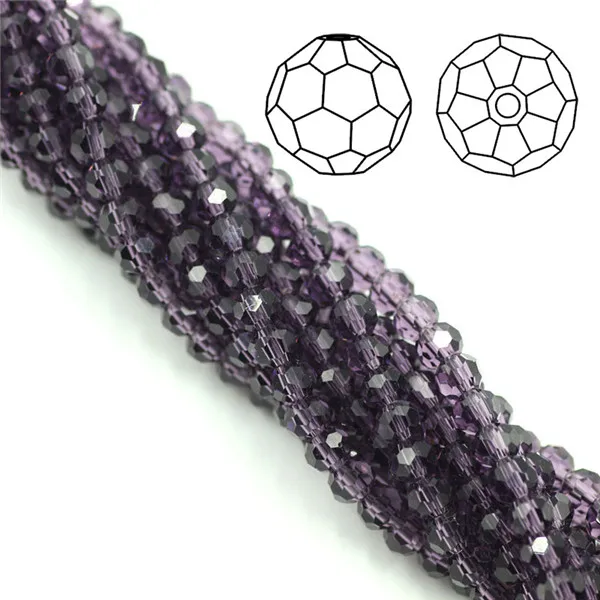 Zhubi граненые Стекло с украшением в виде кристаллов круглый шар 2/3/4 мм Шарм jewrlry "сделай сам" для изготовления изделия Материал аксессуары для поставщиков для того, чтобы сделать Браслеты - Цвет: violet