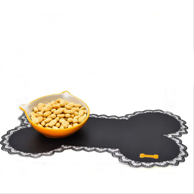 Bone shaped Pet Feeding Mats Non slip Pet Dogs Cats Bowl Mat Pad Food