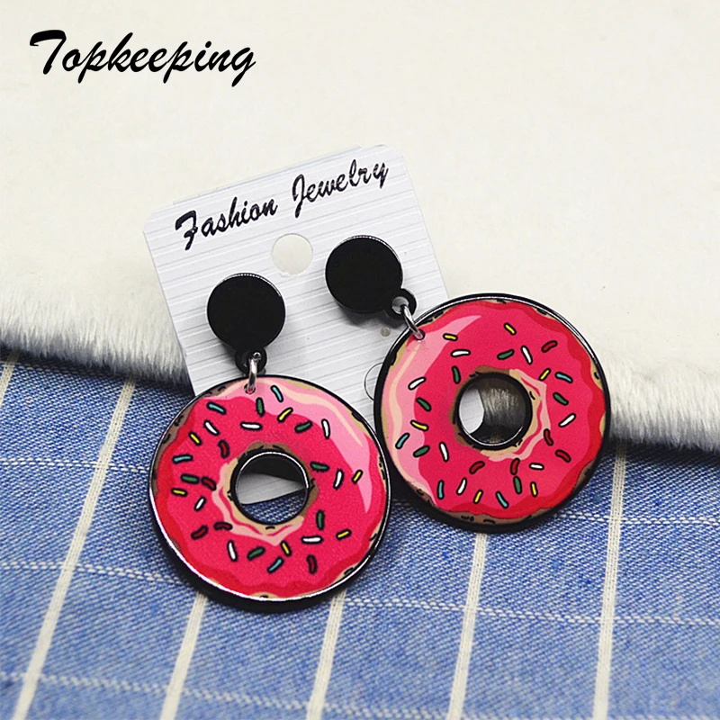 

Topkeeping Brand Fashion Jewelry Cute Cartoon Watermelon Donut Shell Stud Earrings For Women Girl Creative Art Harajuku Earrings