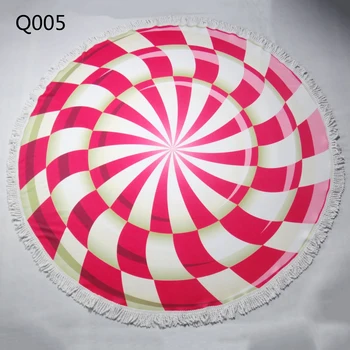 

Large Round with Tassel Circle Bohemia Beach Towel Wash Cloth Reactive Print Bath Towel Sports Towel Polyeste ST-1705