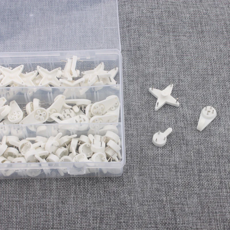 3 типа смешанные 100 шт белые пластиковые Невидимые настенные крепления в одной коробке фото рамка для ногтей крючок вешалка