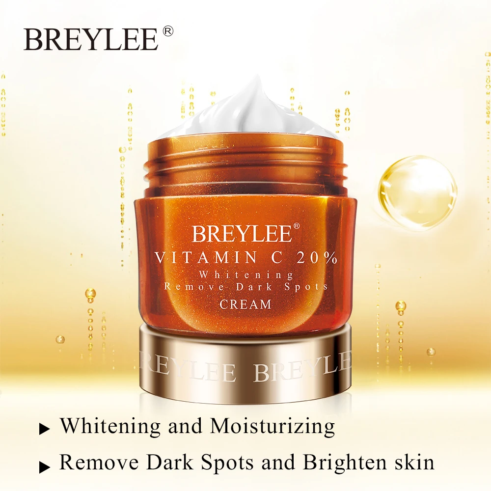 BREYLEE витамин C отбеливающий крем для лица 20% VC выцветает веснушки для удаления темных пятен меланина удаления кожи Осветляющий крем Уход за лицом