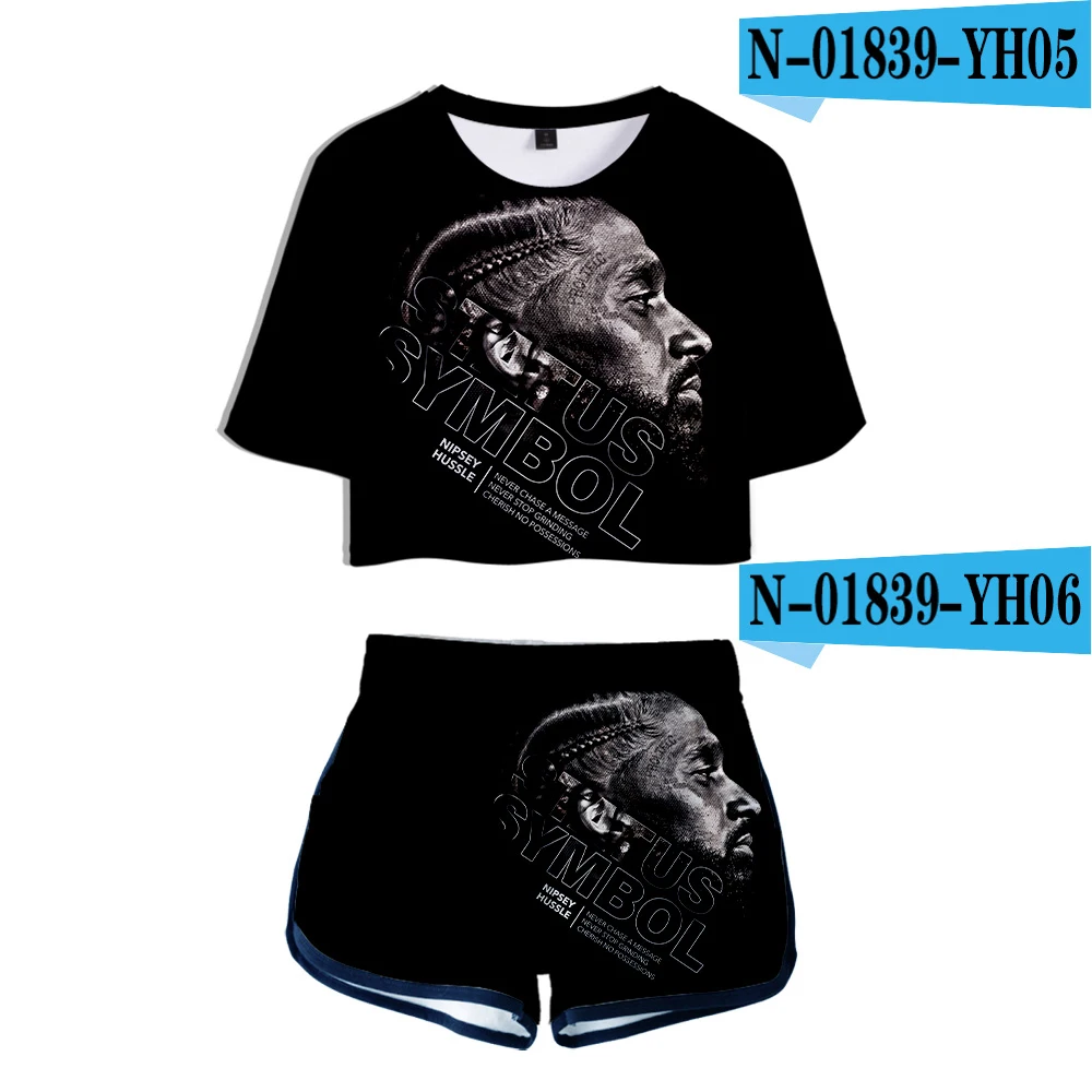 Nipsey hussle two piece set Kpop Women Sets New Oversize Navel short sleeve and Short Pant O-neck Summer kpop two piece set - Цвет: E