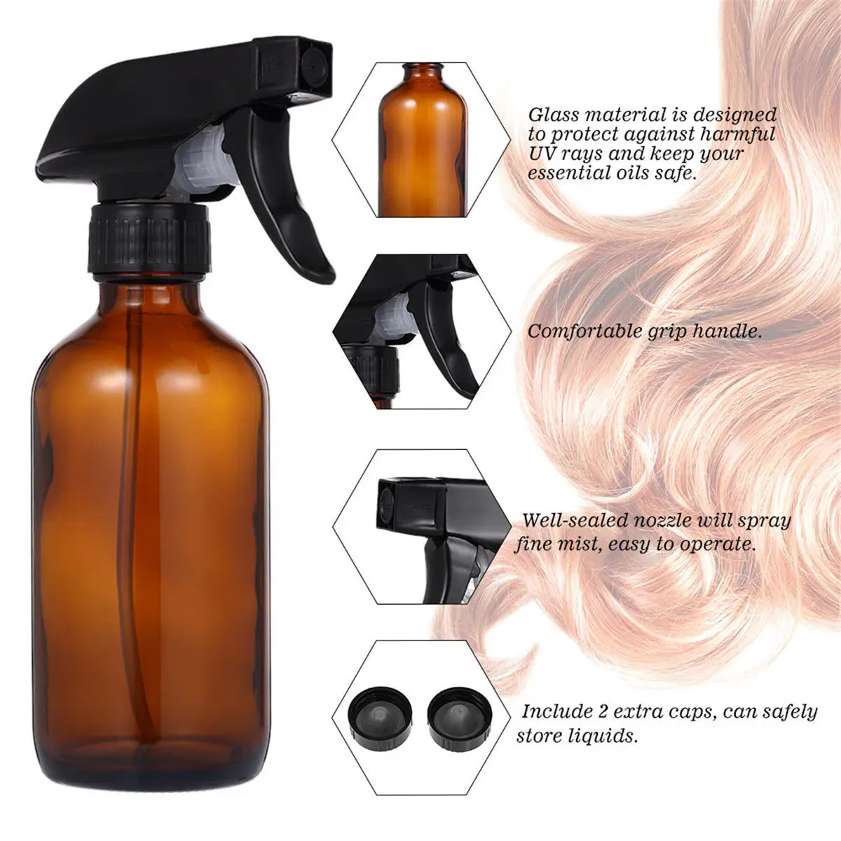 250/500 мм Янтарное стекло салон спрей бутылочки эфирные масла Ароматерапия диспенсер волос резка пустой распылитель для парфюмерии