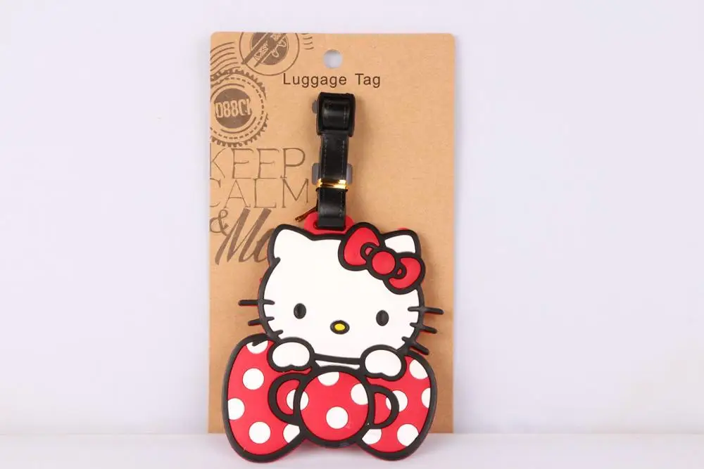 1 шт. hello kitty ПВХ сумка Подвеска путешествия Имя тег Новинка игрушки - Цвет: red bow