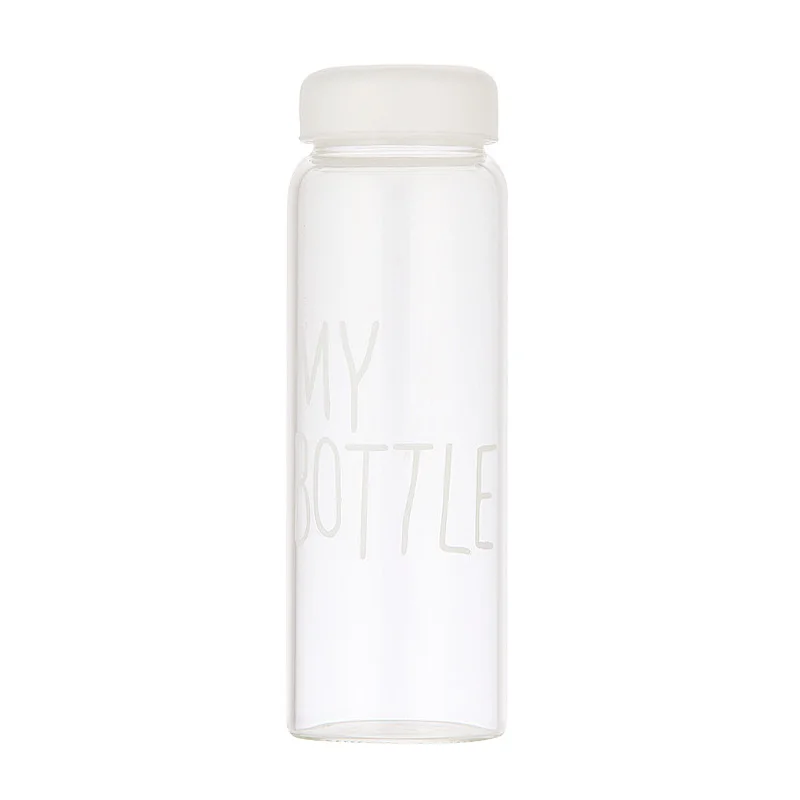 white Стеклянная бутылка для воды с подарочной коробкой 500 мл my Bottle прозрачная или матовая Спортивная корейский стиль термостойкая герметичная - Цвет: white