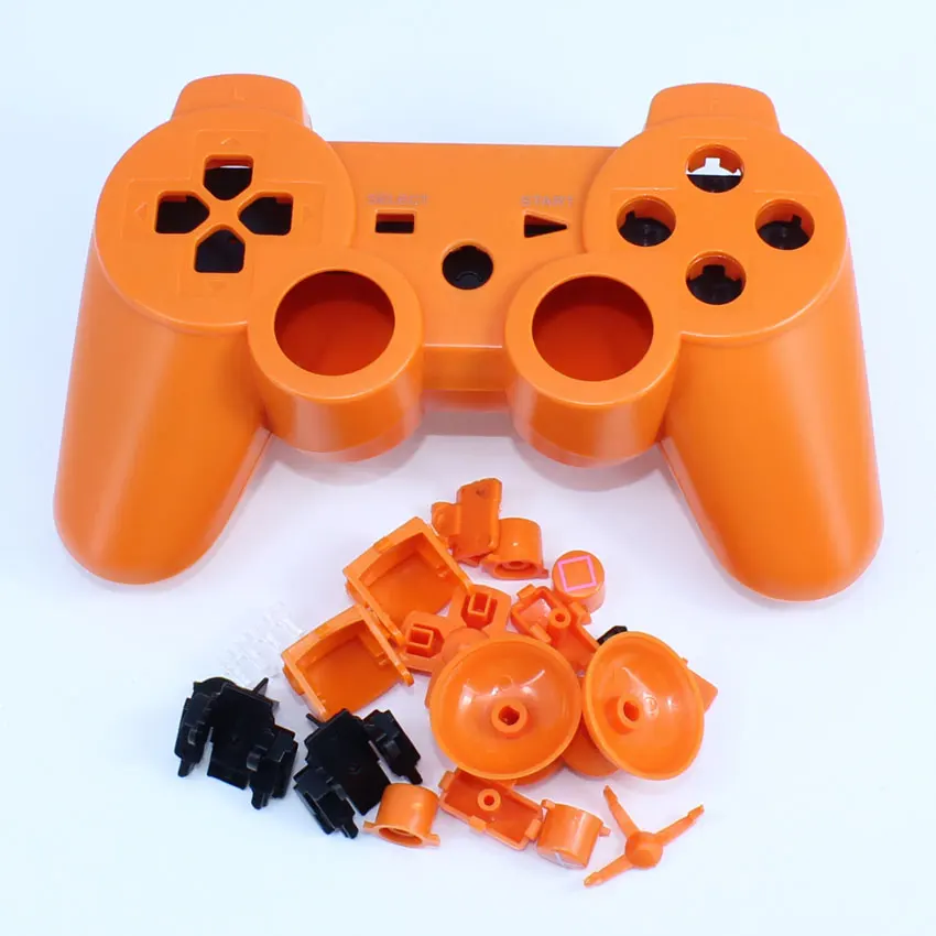 YuXi Full Shell Colour& Chrome Buttons mod kit For Sony PlayStation 3 PS3 Wireless Controller Housing Cover Case Replacement - Цвет: Orange