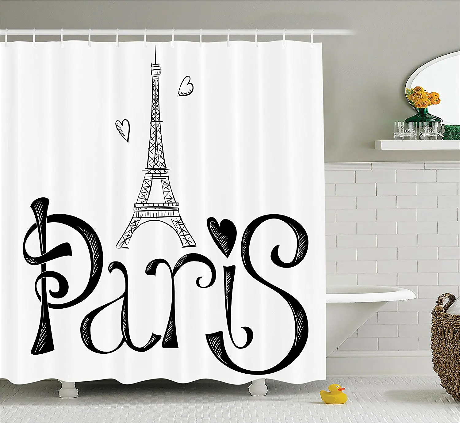 WARM TOUR Paris City Fashion Shower Curtain Polyester Curtain Hotel/Bathroom With Hooks Ring72