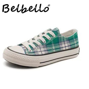 

Belbello 2019 Spring-Summer Hot sale canvas Fashion Grid shoes Breathable Simple Sneakers Comfortable