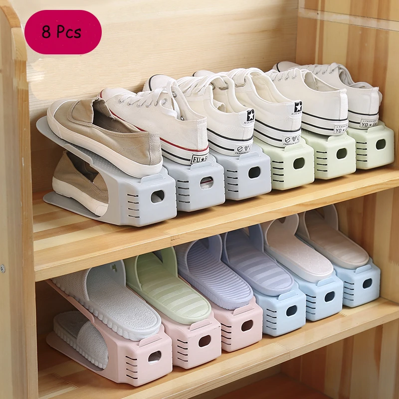 KAYIYO Home Shoe Racks Plastic Double Shoe Holder Storage Shoes Rack