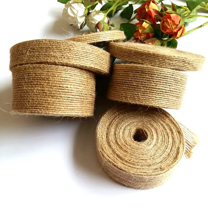 

5/10Yards Natural Vintage Jute Burlap Ribbon 6-38mm DIY Bag Material Wedding Party Crafts Decorative Gift Party Handwork Crafts
