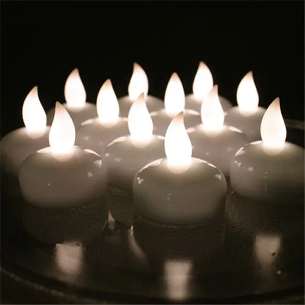 24 беспламенные плавающие свечи желтое мерцание velas flotantes с батарейками vela flutuante для свадьбы и Рождества - Цвет: Warm White