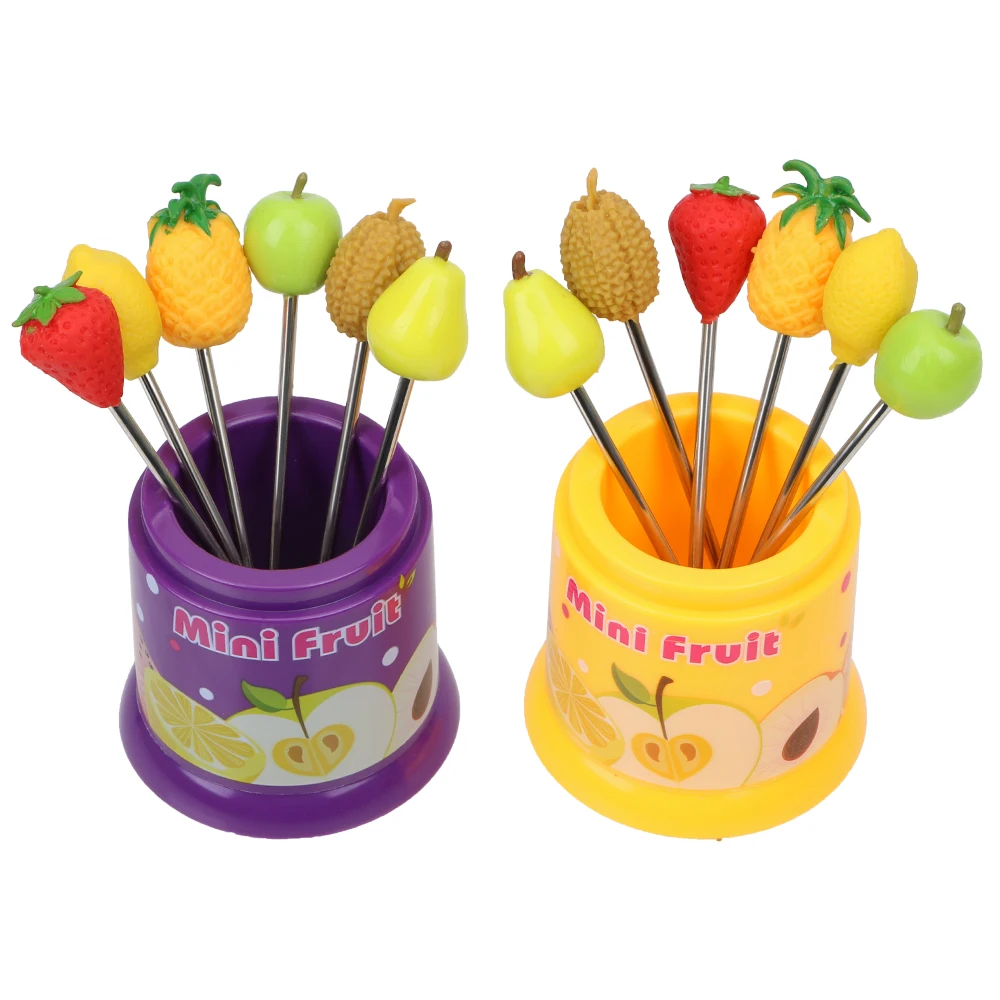 Cute Fruit Pattern Fruit Fork Creative Party Decoration Stainless Steel Snack Cake Dessert Food Fork