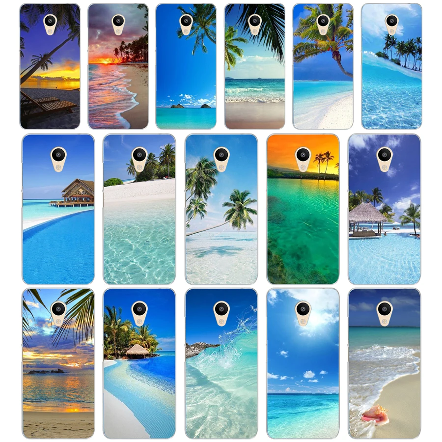 

235 summer Beach Scene at Sunset on sea Palm Tree Hard Cover Case for Meizu M2 M3S M3 M3S M5S Mini M3 note M5 M6 M6 note U10 U20