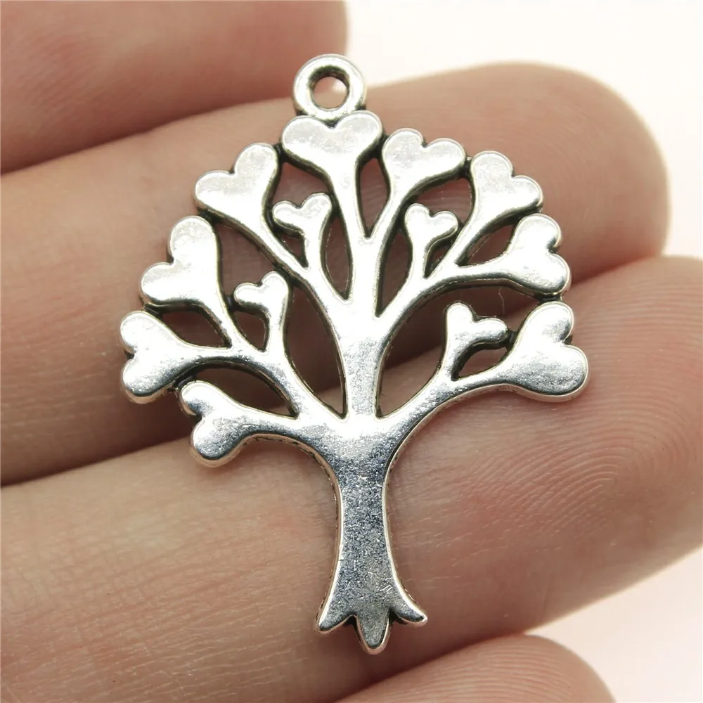 

WYSIWYG 6pcs 32x25mm Tree Hearts Charm Pendants Hearts Tree Charm Hearts Tree Pendants For Jewelry Making