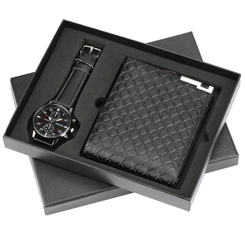 Mens Watches Top Brand Luxury Minimalist Quartz Wrist Watch Card Holder Wallet Watches Men for Dad Husband Gift Set Watch Box mens watches top brand luxury minimalist quartz wrist watch card holder wallet watches men for dad husband gift set watch box