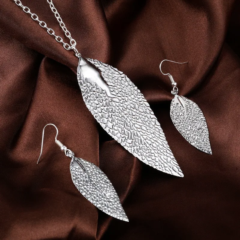 ZOSHI модные комплекты ювелирных изделий Новая цена посеребренные листья кулон ожерелья серьги-капли в подарок свадебный ювелирный набор