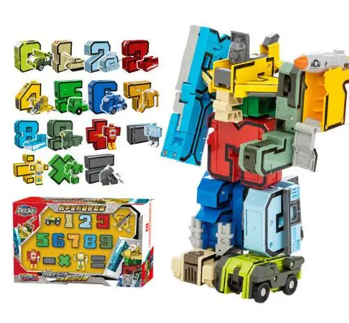 Digital Deformation Building Blocks Assembly Robot Number Transformation Math Letters Montessori Educational Toys dropshipping