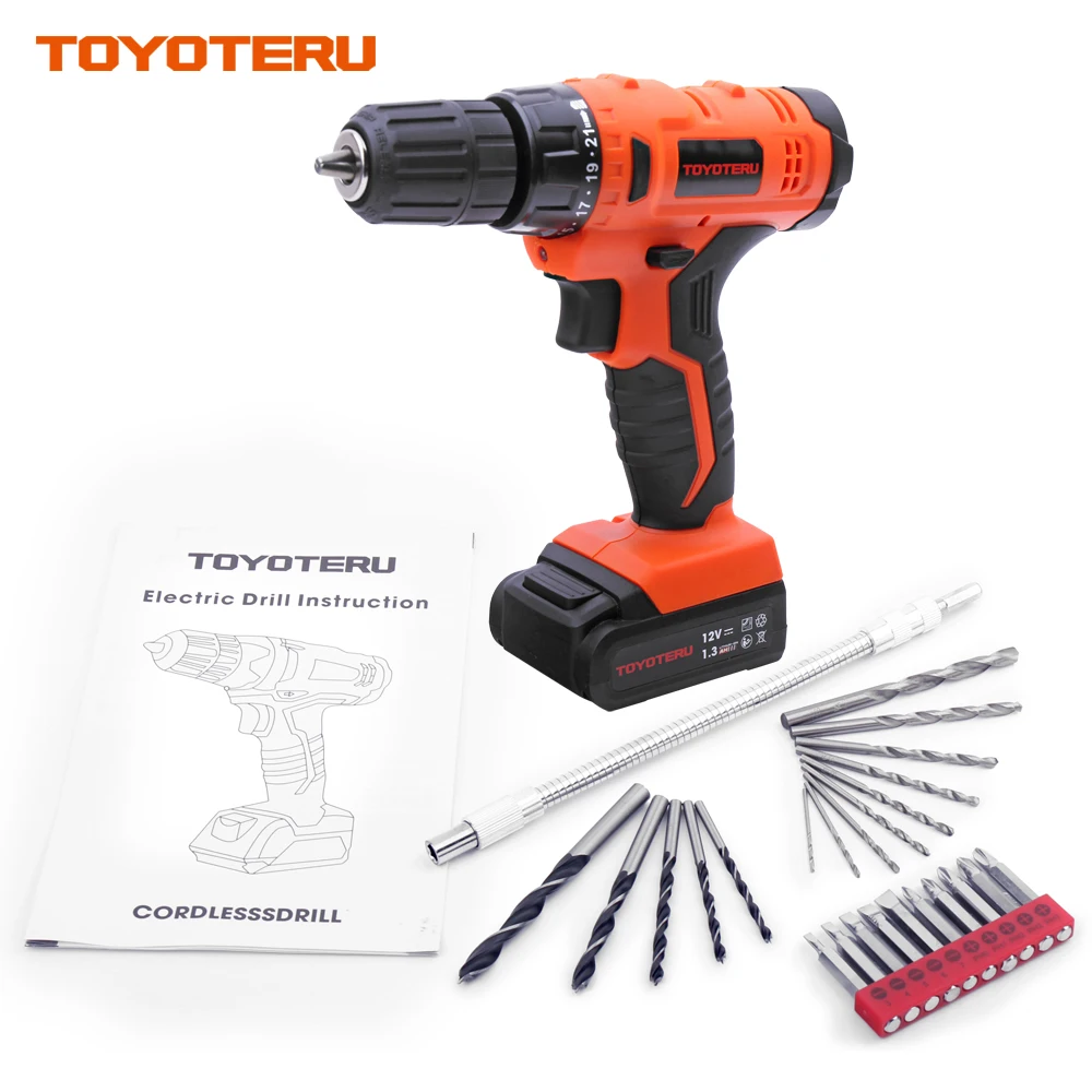 

TOYOTERU 12V DRILL Lithium Battery Rechargeable Parafusadeira Furadeira Multi-function Cordless Electric Drill Power Tools