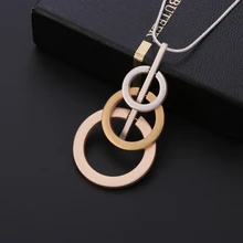 Ожерелье с кулоном, 3 круга, смешанные цвета, длинная цепочка на свитер, Макси ожерелье, s ювелирные изделия для женщин, подарки, подвески