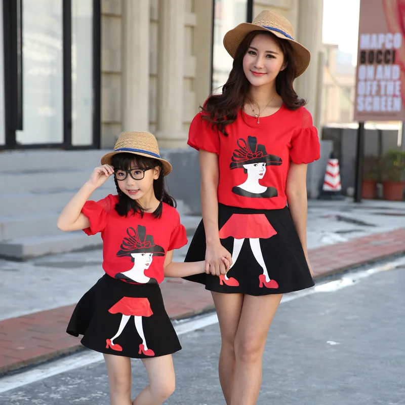 

2pcs Mother Daughter Dress Family Mother Daughter Matching Dresses Family Matching Mother and Daughter Clothes Outfit Girl Dress