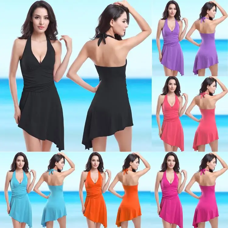 New Sexy one piece skirt swimwear for women, high waist swimsuit With ...