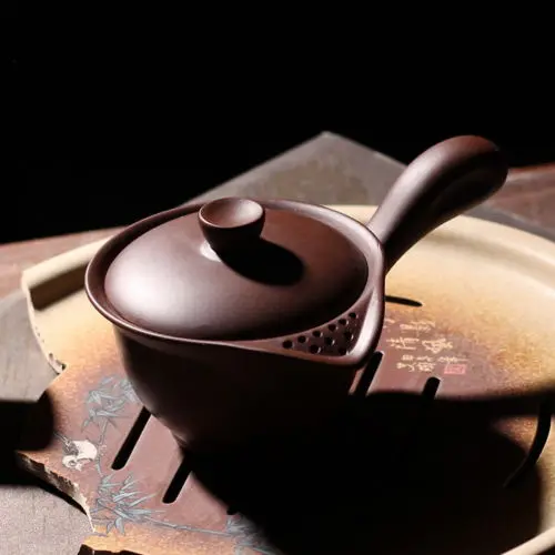 [GRANDNESS] Китай Yixing Zisha глина коричневая Боковая ручка Gaiwan формы чайник с фильтром 150