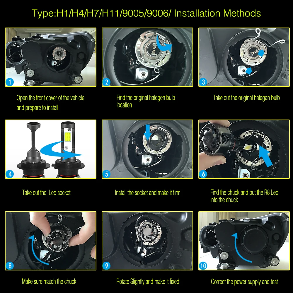 Mini6-HB3/9005/H10 фонари очень маленький размер 60 Вт 6000 К белый свет COB Выделите фар автомобиля алюминиевый сплав военные качество