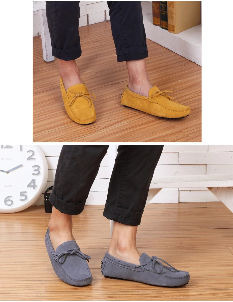 Mens Leather Casual Shoes Leather Shoes Men Loafers Suede Slip-On Boat Shoe Luxury Mens Loafers Leather Big Size 11 Driving Shoe (8)